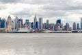 View of Manhattan Skyline with Hudson River in front, NYC Royalty Free Stock Photo