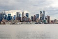 View of Manhattan Skyline, New York City with Hudson river in front Royalty Free Stock Photo