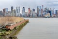View of Manhattan Skyline, NYC from other side of Hudson river, New Jersey Royalty Free Stock Photo