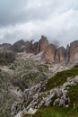 View from Mantel mountain peak in Dolomites mountains in Italy