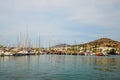 View of many yachts and boats moored at Bodrum harbor in a sunny summer day. Royalty Free Stock Photo