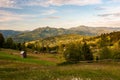 View of Maramures ridge above Borsa village  from Rodna Mountains National Park hike, Muntii Rodnei National Park, Romania, Royalty Free Stock Photo