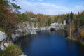 View of the Marble Canyon, sunny autumn day. Ruskeala Royalty Free Stock Photo