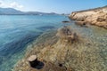 Marcello beach - Cyclades island - Aegean sea - Paroikia Parikia Paros - Greece Royalty Free Stock Photo