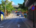 View through the Mare de Deu del Carme street, Alcudia, Mallorca, Balearic Islands, Spain