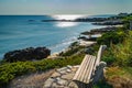 view on the Marginal Way path along the Maine Coast i