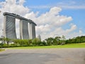 View of the Maria Bay Sands Hotel from the Bay Gardens Park Royalty Free Stock Photo