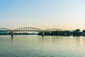 View of the Maria Valeria bridge over danube river in esztergom, Hungary...IMAGE Royalty Free Stock Photo