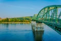 View of the Maria Valeria bridge over danube river in esztergom, Hungary...IMAGE Royalty Free Stock Photo