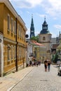 A view of Mariacka Street with Sandomierska Bell Tower and Sandomierz Cathedral, Sandomierz, Poland Royalty Free Stock Photo