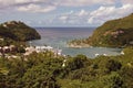 View of Marigot bay in the Caribbean island of Saint Lucia. Royalty Free Stock Photo