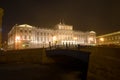 View of the Mariinsky Palace, foggy March night. Saint-Petersburg, Russia Royalty Free Stock Photo