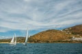 View of Marina at the Andros island, Aegean sea.