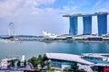 View of Marina Bay with the famous Singapore Flyer and the Merlion at the Clarke Quay