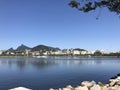 View from Marina da GlÃÂ³ria - Christ the Redeemer Royalty Free Stock Photo