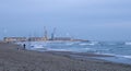 view of Marina di Carrara harbour from Marinella in tuscany