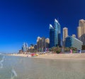 View on Marina district of Dubai from open beach