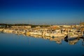View of the marina and harbor in Barbate at sunset Royalty Free Stock Photo