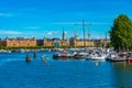 View of marina at skeppsholmen island in Stockholm, Sweden Royalty Free Stock Photo