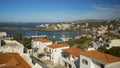 View of the Marina and a small town on the Andros island