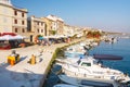 View of the marina in small town Pag, a very popular destination among tourists