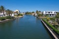 View on marine canals with expensive white houses