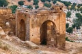 View of the Marinid Tombs ruins. It ruined tombs on a hill above and north of Fes al-Bali, the old city of Fez, Morocco. They