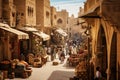 View of the market in the old city of Jerusalem circa February 2017 in Jerusalem, A bustling marketplace in a Middle Eastern town