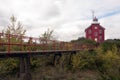 A view of the Marquette Harbor Lighthouse from the side the Lake Superior, Michigan, USA Royalty Free Stock Photo