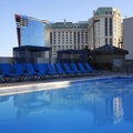 A View of the Marriott and Hilton from a Rooftop Pool