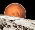 View of Mars seen from Phobos, Deimos the two moons of Mars Royalty Free Stock Photo