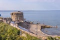 View of Martello Tower and the sea in Dublin under the beautiful cloudy sky