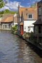 View from Mary\'s Bridge of Rosary Quay and water channel Dijver Canal, Bruges, Belgium Royalty Free Stock Photo