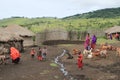 view of Masai village in Ngorongoro area