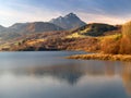 Besenova reservoir and Choc at sundown Royalty Free Stock Photo