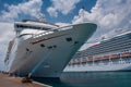 Cruise ship docked by the pier. Royalty Free Stock Photo