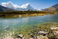 View of the Matterhorn from the Leisee near Zermatt Switzerland Royalty Free Stock Photo