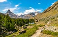 The Matterhorn mountain from a panoramic trail near Zermatt in Switzerland Royalty Free Stock Photo