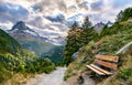 View of Matterhorn mountain from a panoramic trail near Zermatt, Switzerland Royalty Free Stock Photo