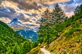 View of Matterhorn mountain from a panoramic trail near Zermatt, Switzerland Royalty Free Stock Photo