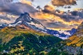 View of Matterhorn mountain from a panoramic trail near Zermatt, Switzerland Royalty Free Stock Photo