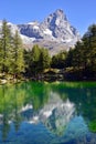 Veduta del Cervino e Lago Blu