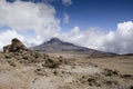 View of Cloudy Mawenzi to Kibo shelter Royalty Free Stock Photo