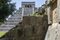 View of a Mayan ruin and the amazing Kulkulcan pyramid at Chichen Itza, where the temple of the Yucatan Peninsula in Mexico. Royalty Free Stock Photo