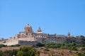 View of Mdina's St. Paul's Cathedral from the countryside below, Royalty Free Stock Photo