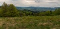 View from meadow bellow Filipka hill summit in Slezske Beskydy mountains in Czech republic