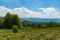 View from meadow bellow Filipka hill summit in springtime Slezske Beskydy mountains in Czech republic