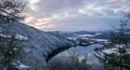 View of the meander of the Vltava river in Central Bohemia in winter