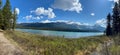 The view from the Medicine Lake Lookout in Jasper Narional Park along the Maligne Lake Road Royalty Free Stock Photo