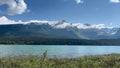 The view from the Medicine Lake Lookout in Jasper Narional Park along the Maligne Lake Road Royalty Free Stock Photo